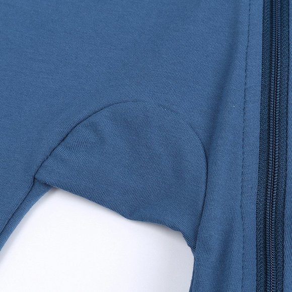 *NWT* BABY ROMPER Bodysuit Short Sleeve Long Leg Double Zipper Blue Cotton Boy - Picture 10 of 15